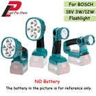 Фонарик для пистолета BOSCH (без аккумулятора, без зарядного устройства), портативный, 3 Вт12 Вт, 18 в, светодиодный фонарик, литиевый аккумулятор, USB, уличное аварийное освещение