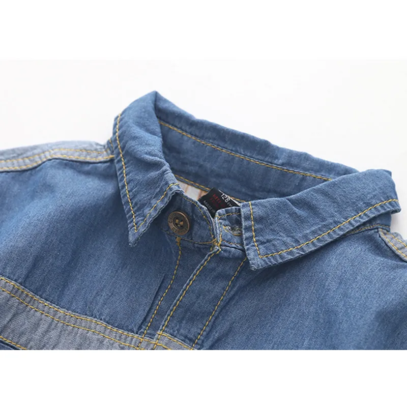Рубашка джинсовая с коротким рукавом для мальчиков 3 13 лет|Рубашки| |