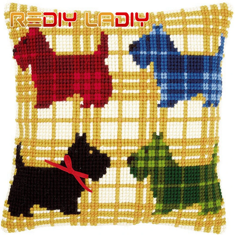 LADIY вышивка крестиком наволочка Мультяшные подушки сиденья для диванов собака