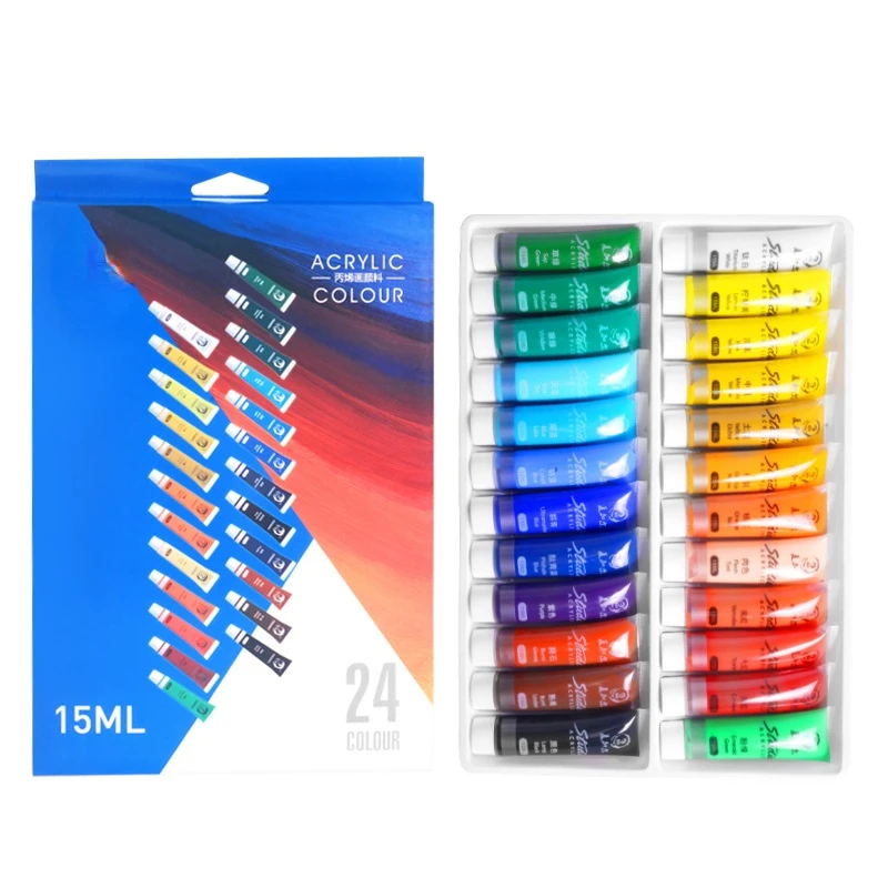 Juego de pinturas acr&iacute;licas pintadas a mano, 12 colores, 24 colores, 15ml, a prueba de agua-4