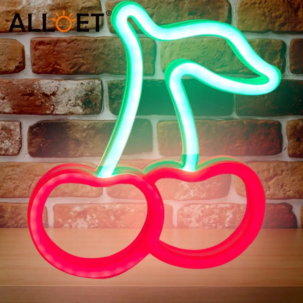 

Cherry Fruits Shape LED Neon Light Colorful Rainbow Neon Sign Wall Hanging Night Lamp for Home Party Holiday Wedding Decorations