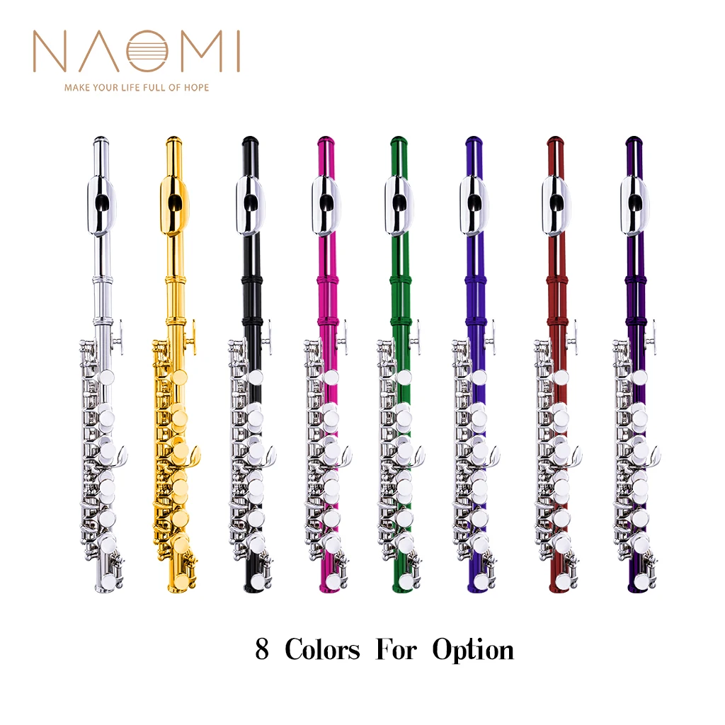 NAOMI Professional Key Of C Piccolo Set Nickel Plated Keys W/Carrying Bag+Joint Grease+Cleaning cloth+Rod+Gloves