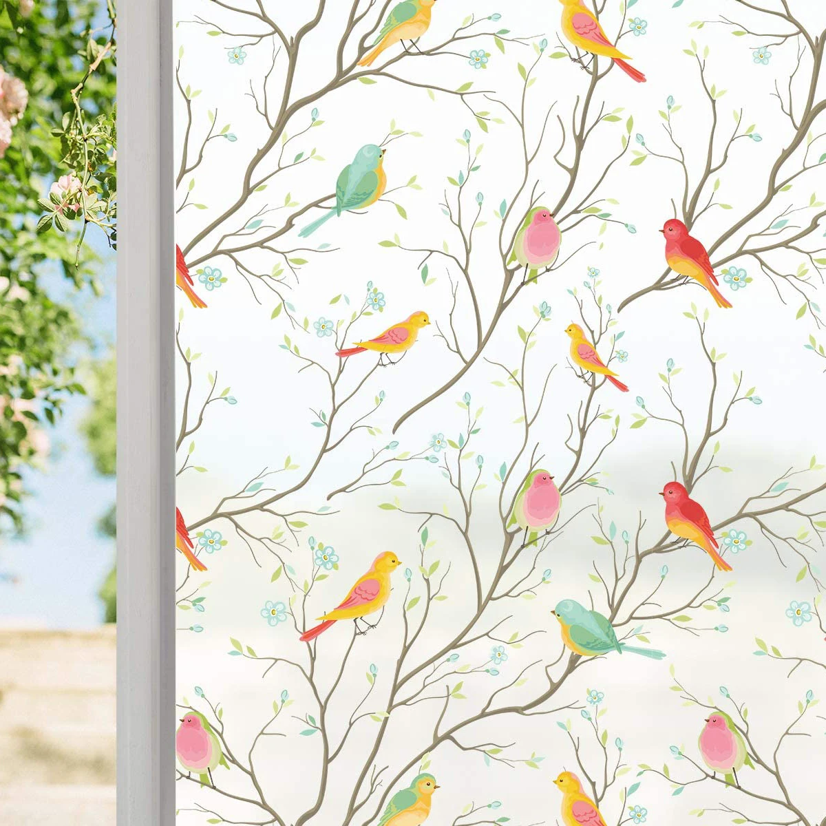 

Privacy Window Film Opaque Non-Adhesive Film Frosted Decorative Glass Film Static Cling Bird Window Stickers for Home Office