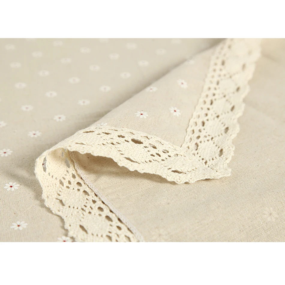 Скатерть кружевная прямоугольная льняная скатерть с принтом маленьких ромашек