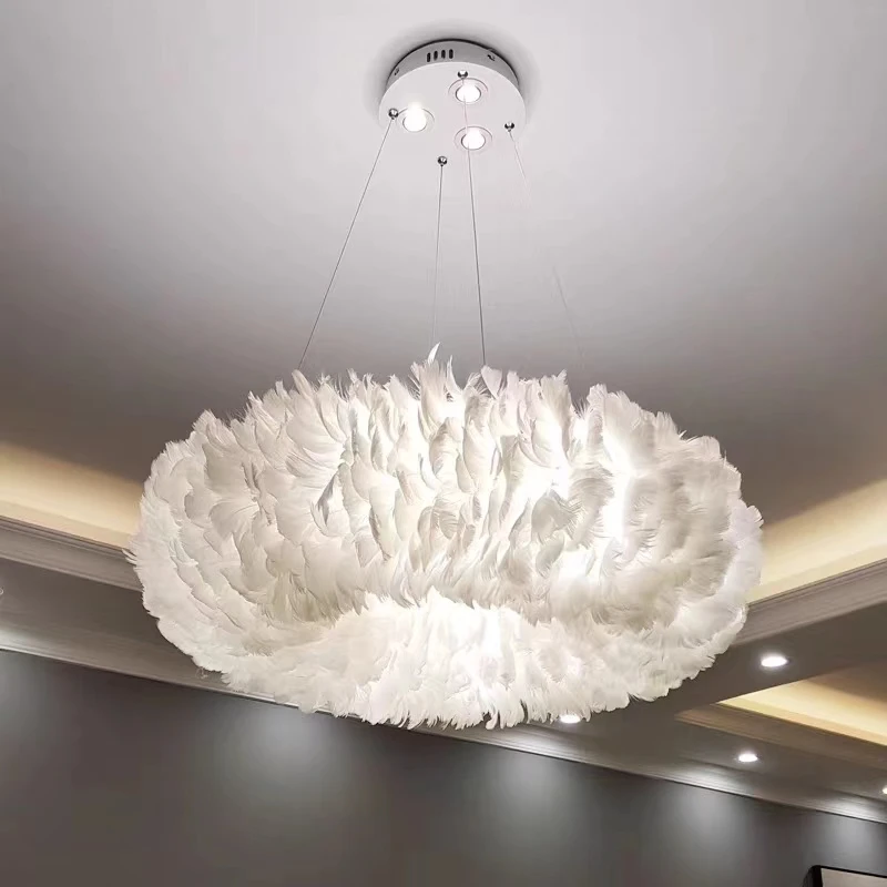 

Feather Pendant Light, Nest Chandelier,Ins Stytle Ceiling Light Fixture for Bedroom Living Room Wedding Restaurant Home