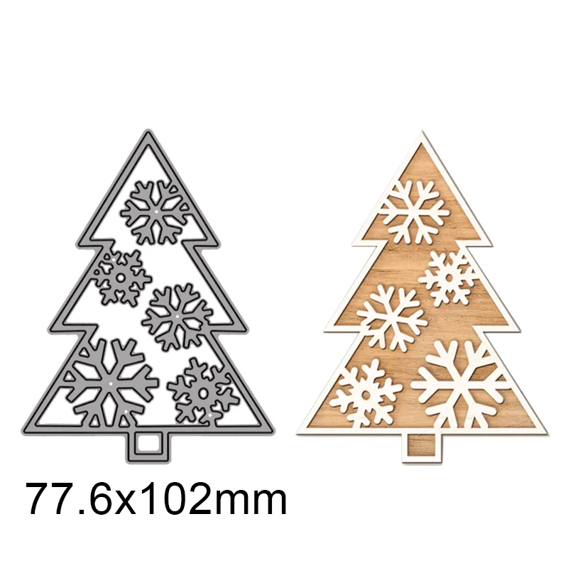 Новогодняя елка со снежинкой металлические пресс-формы для рукоделия