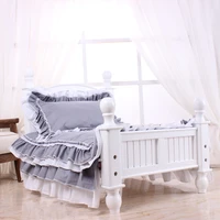 country style wood dog bed solid wood pet bed white bed and bedding with various patterns sturdy and beautiful