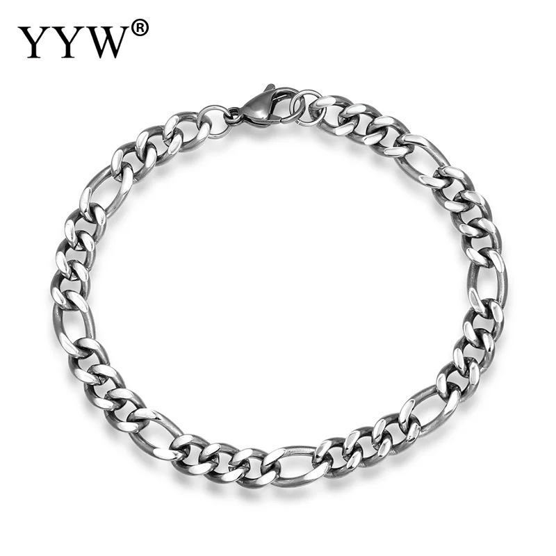Панк мужские изделия из титановой стали браслет полированный деловой серебряный