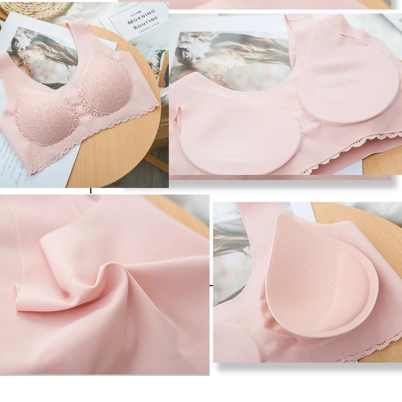 

Natural Latex Seamless Underwear for Women Cozy Breathable Bra Without Underwire Female Everyday Push Up Sports Underclothes