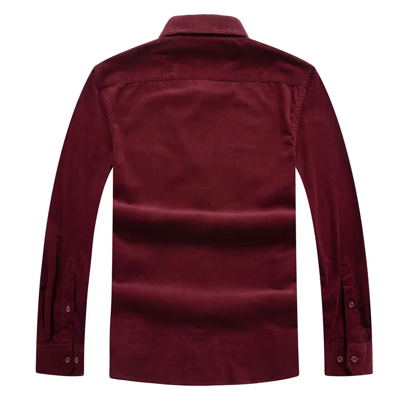 8XL 5XL 6xl осень/зима теплое качество хлопок вельвет с длинным рукавом Кнопка Воротник Смарт повседневные рубашки для мужчин удобные