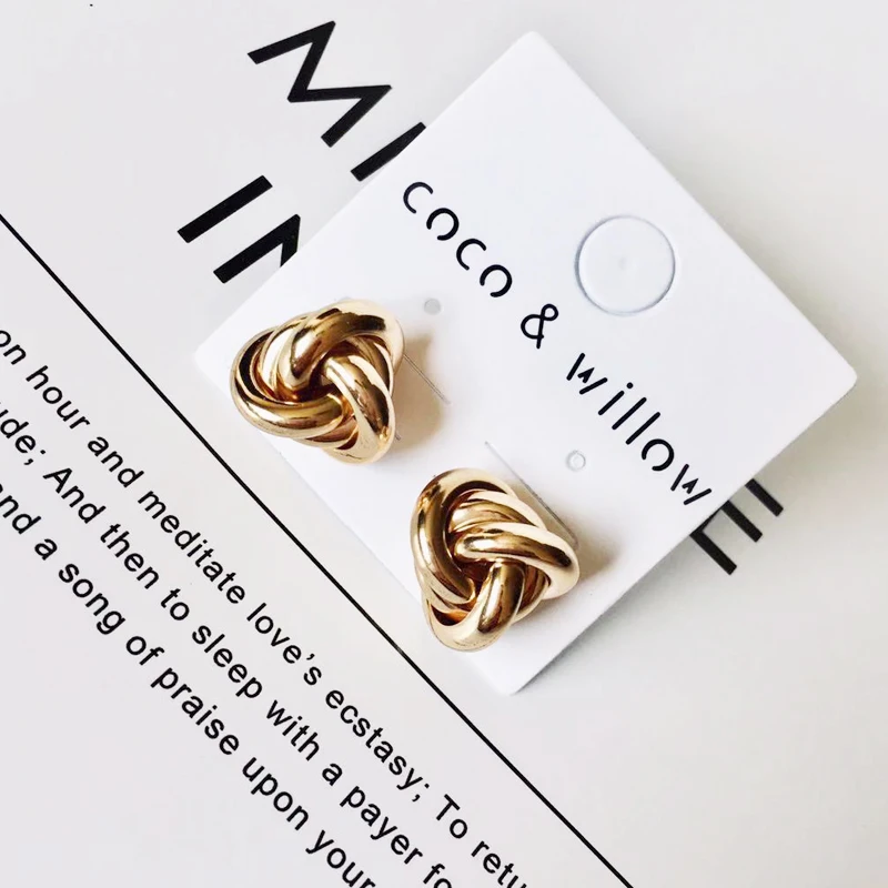 Coco & willow Золотистый металлический винтажные шпильки серьги для женщин девочек