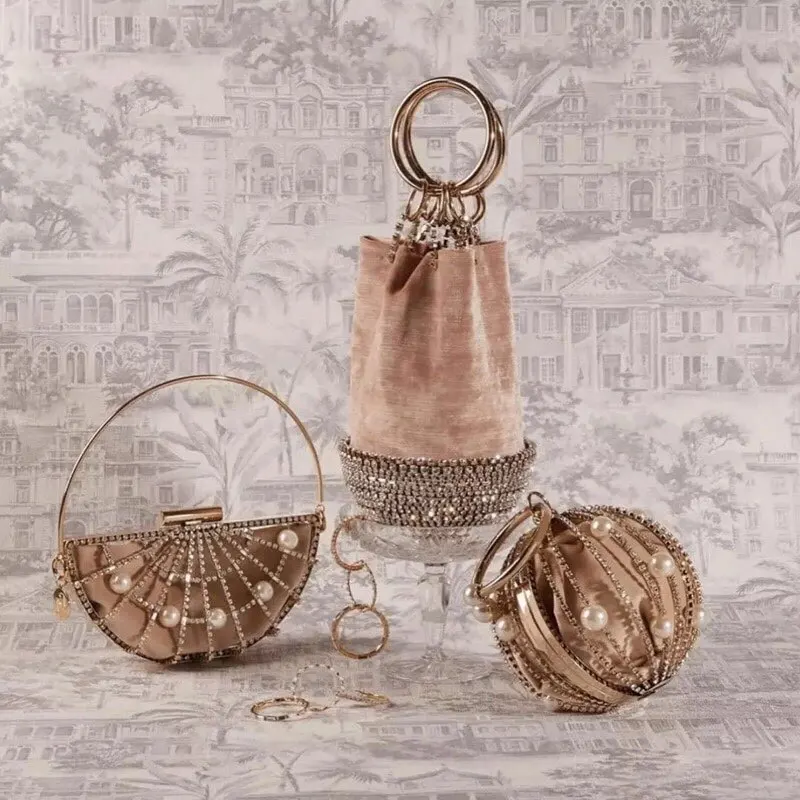 Дизайнерская Золотая Сумка тоут с жемчужинами и серебряными бусинами женская