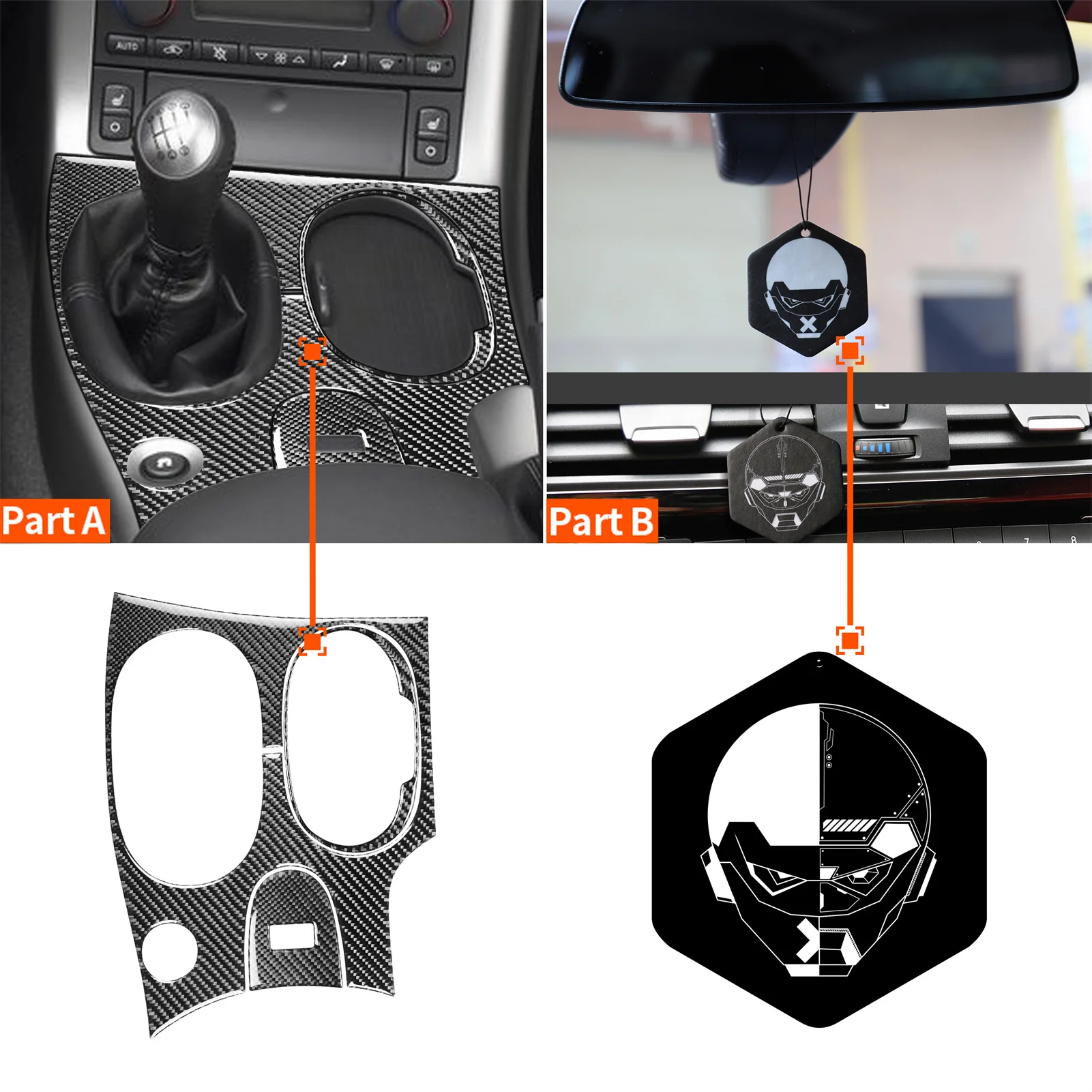 

Gear Shift Panel Frame A Cover Trim Sticker Set D for Chevrolet Corvette C6 2005-2007 Carbon Fiber LHD Decoration Accessories
