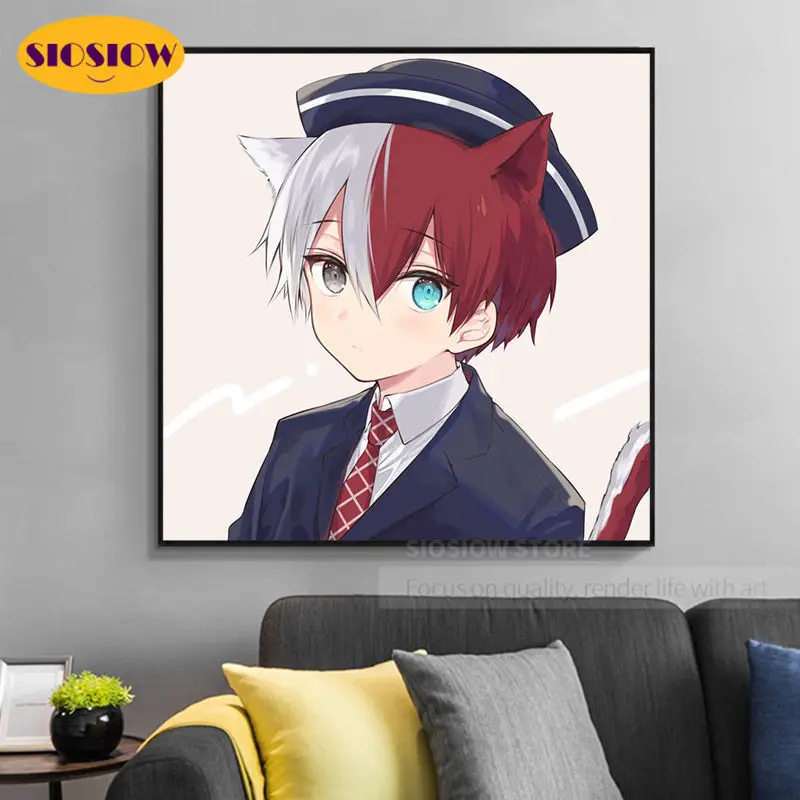 5d Diy постер из аниме Алмазная мозаика вышивка Тодороки кошачьи уши 3d живопись