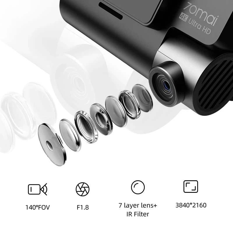 $103.99 70mai A800S 4K Dash Cam Built-in GPS Front & Rear Cam Dual Vision ADAS UHD Image SONY IMX415 140FOV 24H Parking Monitior