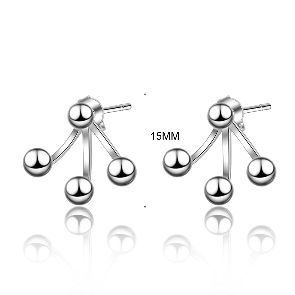 Женские асимметричные серьги гвоздики из серебра 925 пробы со съемными круглыми