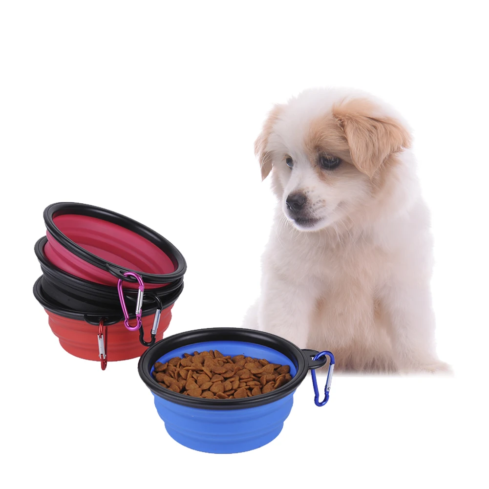 

Silicone Dog Bowl Carabiner Black Box Puppy Food Container Feeder Dish Water Feeding Product Doggy Food Container Dog Product