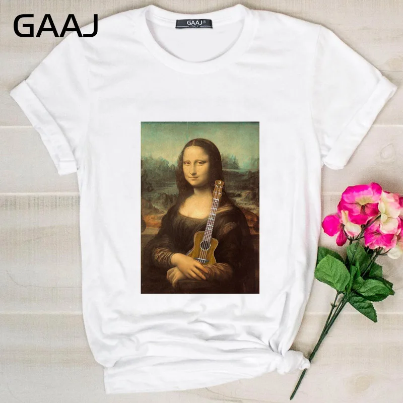 GAAJ Edgy Mona Lisa футболка Женская Harajuku одежда женская футболка с графическим принтом винтажные Топы футболка размера плюс женская футболка