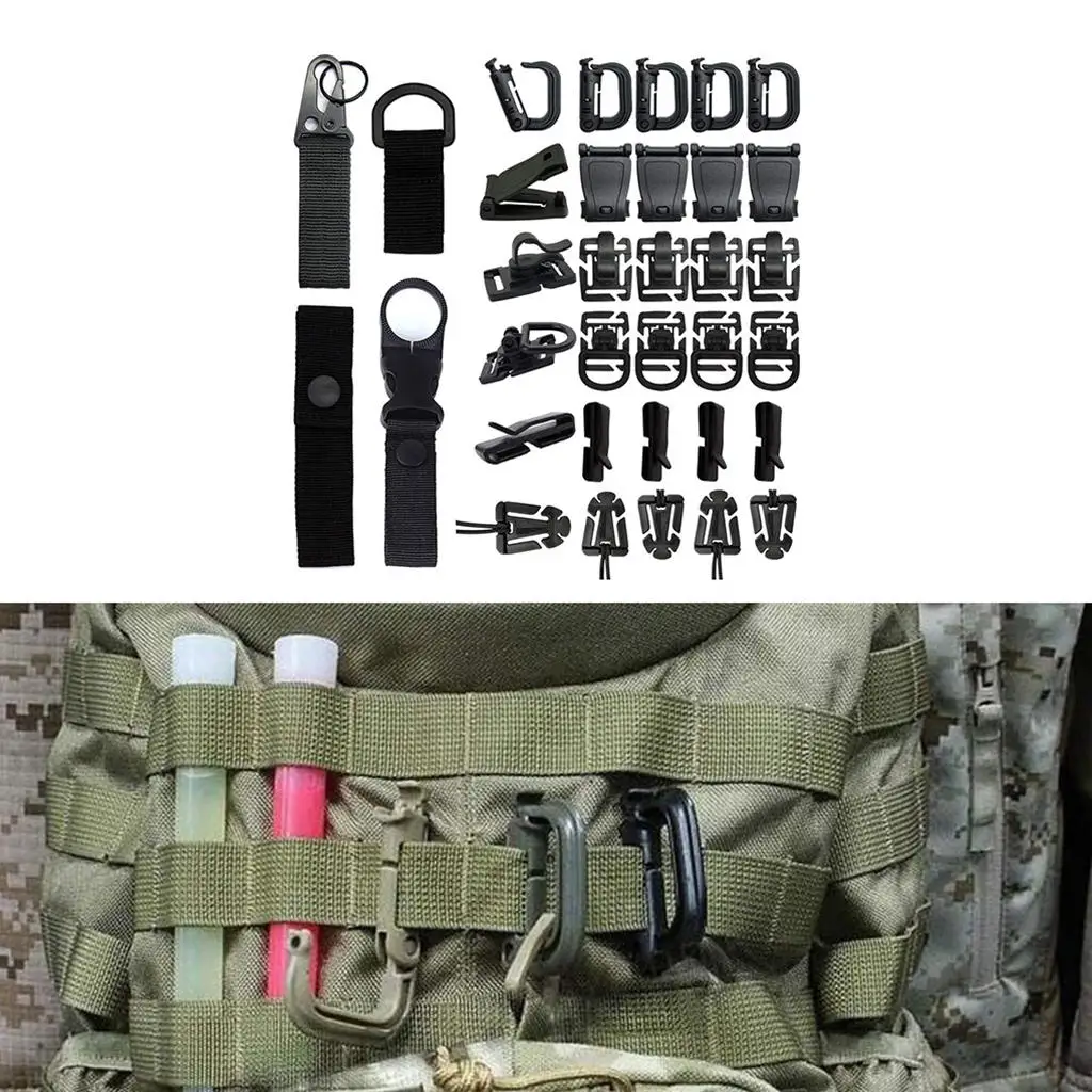 

34Pieces Molle Attachments D- Clip Lock Water Bottle Carrier Molle Clips