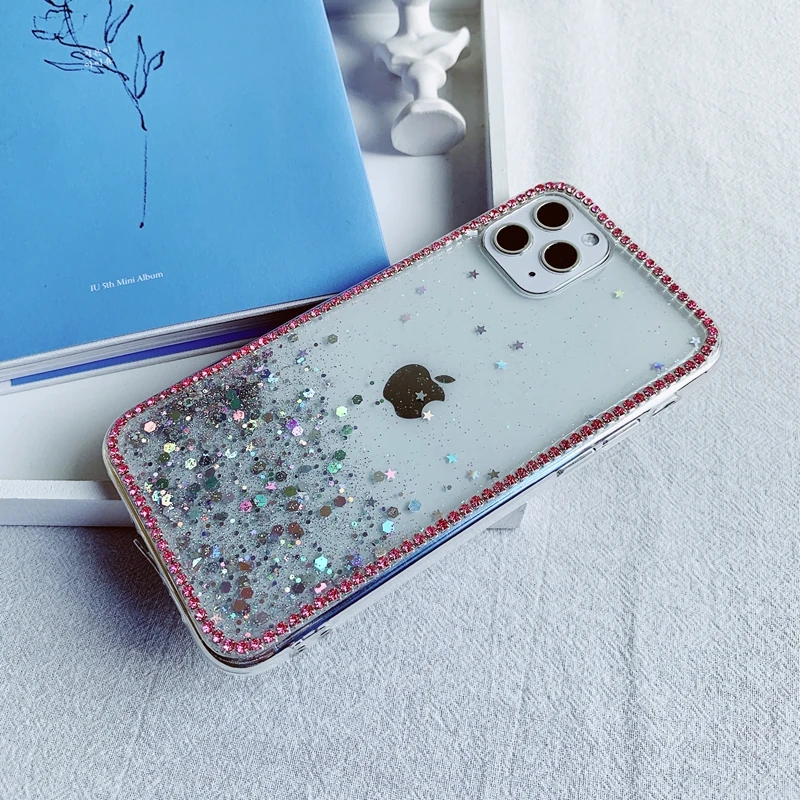 Мягкий прозрачный силиконовый чехол из ТПУ для iPhone 6 6s 7 8 Plus 10 X XS XR 11 Pro Max блестящий