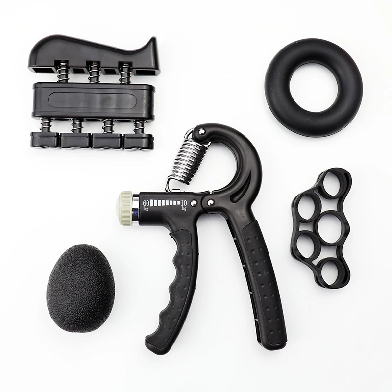 

5pcs Gym Fitness Adjustable 10-60KG Hand Grip Set Finger Forearm Strength Muscle Recovery Hand Gripper Exerciser Trainer Ball