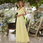 Женское длинное фатиновое платье-трапеция желтые платья на выпускной Ever Pretty, элегантное ТРАПЕЦИЕВИДНОЕ Платье макси с V-образным вырезом и коротким рукавом
