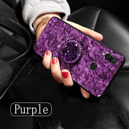 Purple with Bracket Модный мраморный Блестящий силиконовый чехол для Xiao mi 9 mi 9 SE mi 8 mi 8 Lite A1 A2 Max 2 3 Play Cover On Red mi GO S2 6A Note 6 7 Pro - Цвет: Purple with Bracket