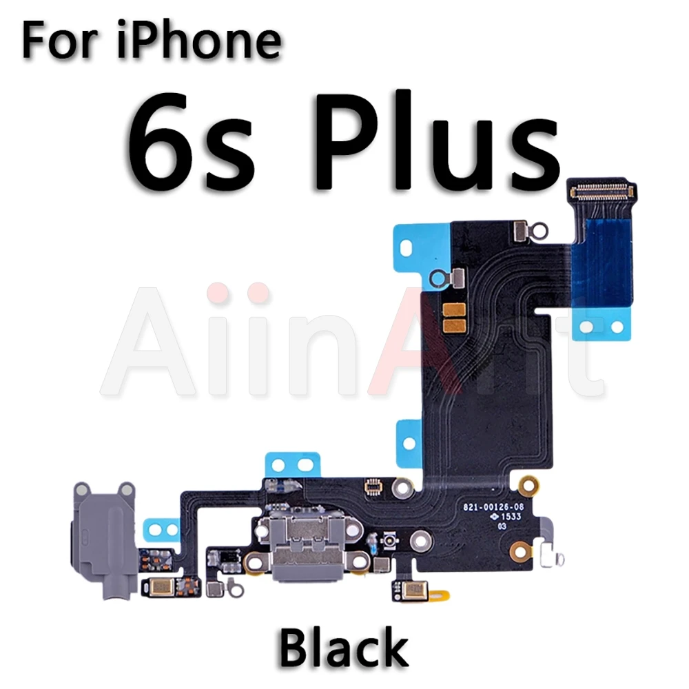 Нижний usb-разъем для зарядного устройства для iPhone 5, 5S, 5c, SE, 6, 6s Plus, док-станция для зарядки, шлейф для замены - Цвет: 6s Plus Black