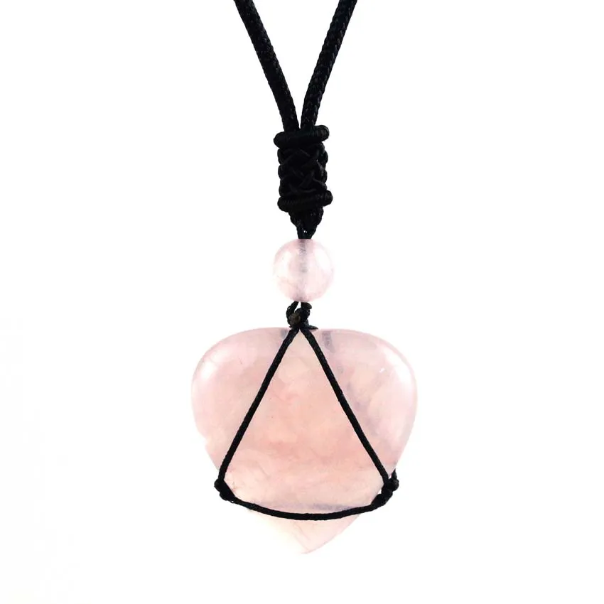 

Ожерелье ручной работы LL, плетеная веревка, регулируемое ожерелье из натурального кристалла, подвеска в форме сердца с аметистом, уникальны...