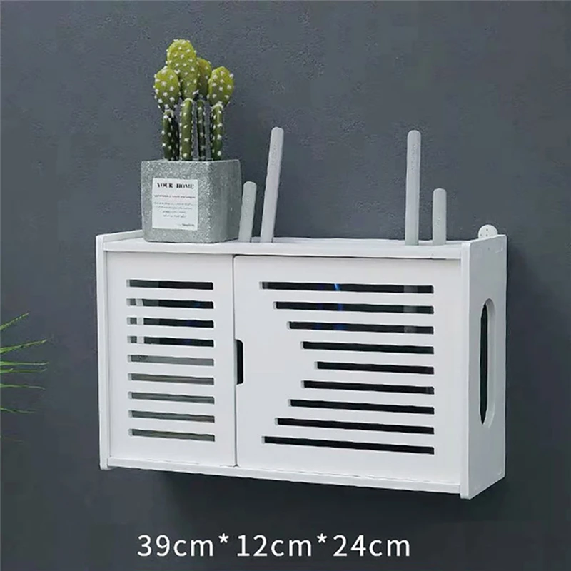 Wireless WIFI Router Storage Box Wall Rack Cable Power Plug Board TV Stands Organizer Shelf Living Room Office Case | Дом и сад