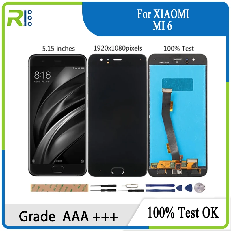 

5,15 "Оригинальный M & Sen для Xiaomi 6 6 Mi6 M6 6 с датчиком отпечатка пальца ЖК-дисплей с Mit Rahmen + цифровой преобразователь сенсорного экрана