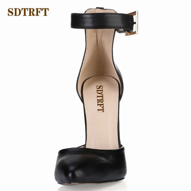 

SDTRFT D'Orsay shoes woman zapatos mujer Stiletto female Buckle Sandals Fashion 12cm thin heels Shallow Mouths Pointed Toe pumps