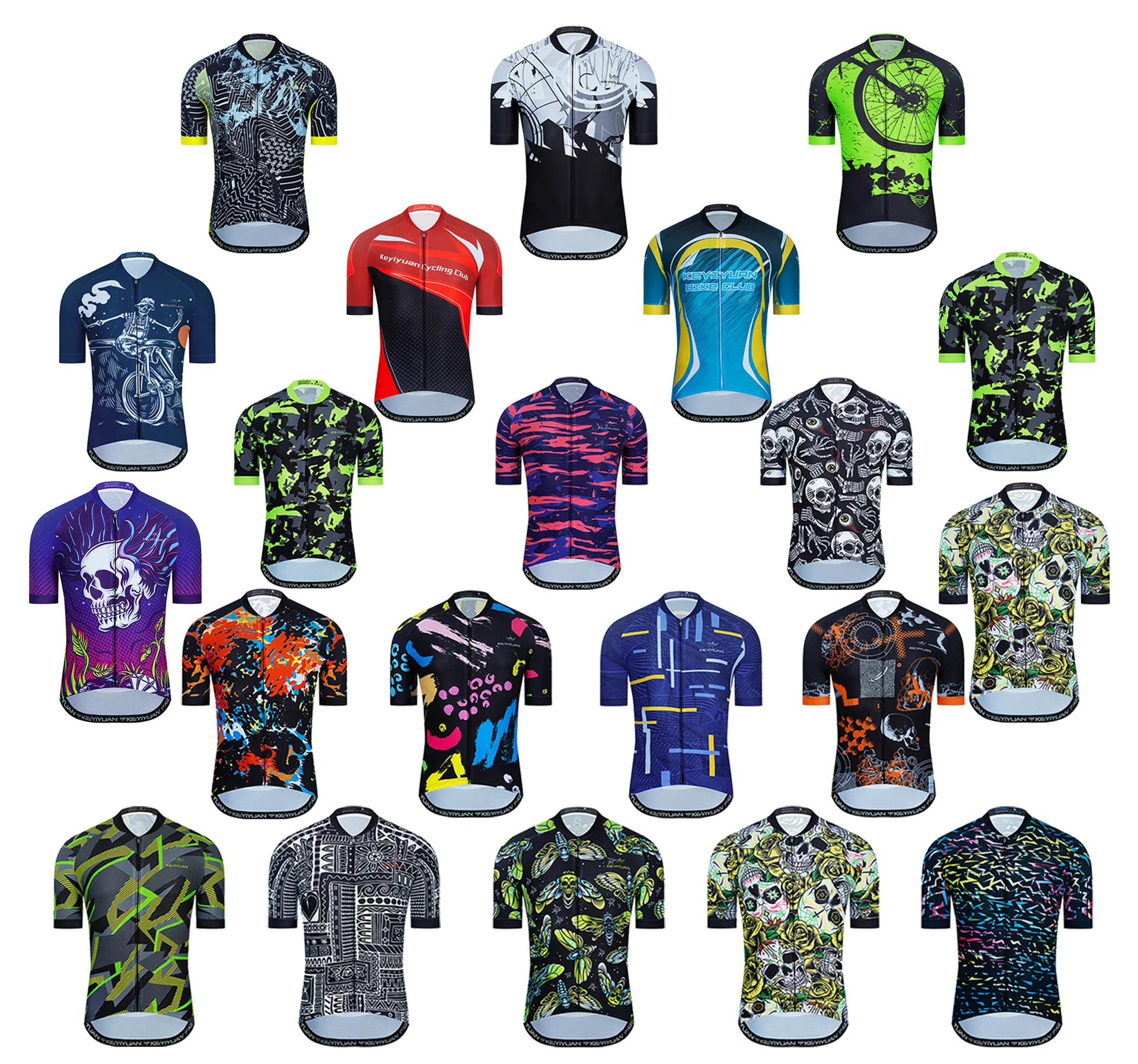 

KEYIYUAN Men Cycling Jersey Short Sleeve Shirt Breathable Mountain Bike Clothing Customized Triathlon Black Red Mallot Ciclismo