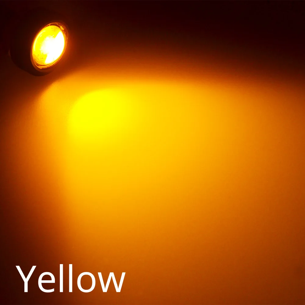 Yellow 18 мм автомобильный светодиодный светильник с красным орлиным глазом, дневной светильник для бега, сигнальные лампы заднего хода парковочная лампа, водонепроницаемый противотуманный светильник для мотоцикла - Цвет: Yellow