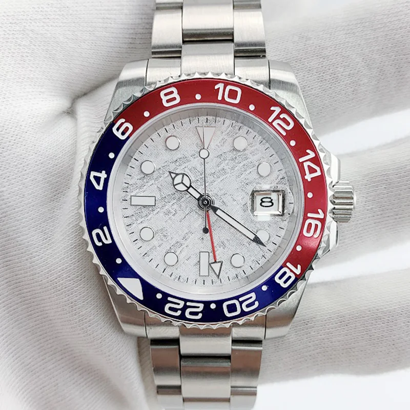 Роскошные Брендовые мужские механические часы GMT master II 40 мм автоматические с