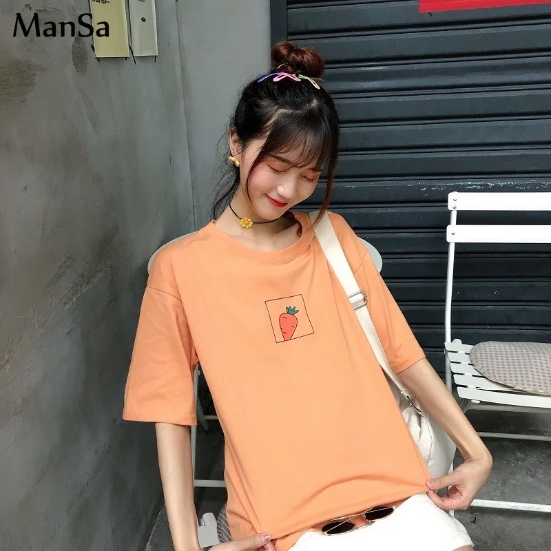 Женская футболка с коротким рукавом Корейская Футболка принтом авокадо и