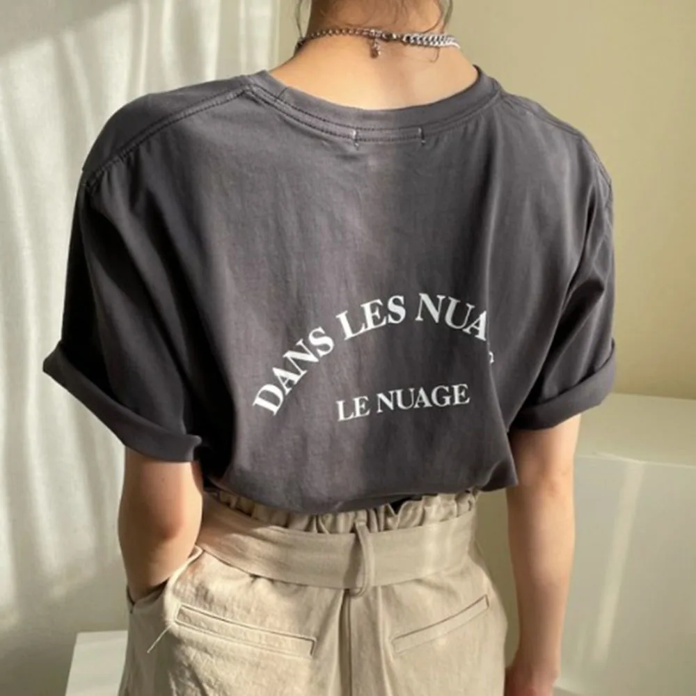 

T-Shirt 2021 New Style Half Sleeve Alphabet Simple Round Neck Ladies Fashion Summer Wear Thin Suit Summer Casual T-shirt