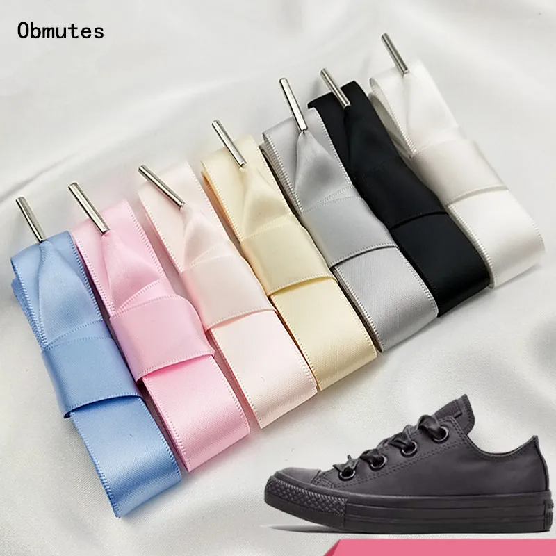 

Шнурки с атласной шелковой лентой 1 пара, ширина 3 см, металлические шнурки на голову, длина 120 см, кроссовки, спортивная парусиновая обувь, кр...