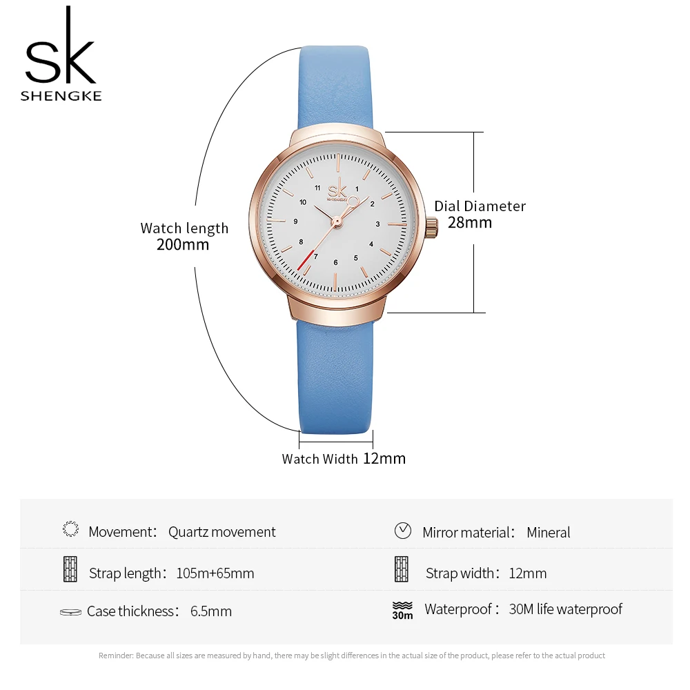 Часы наручные SHENGKE женские кварцевые креативные модные роскошные с кожаным