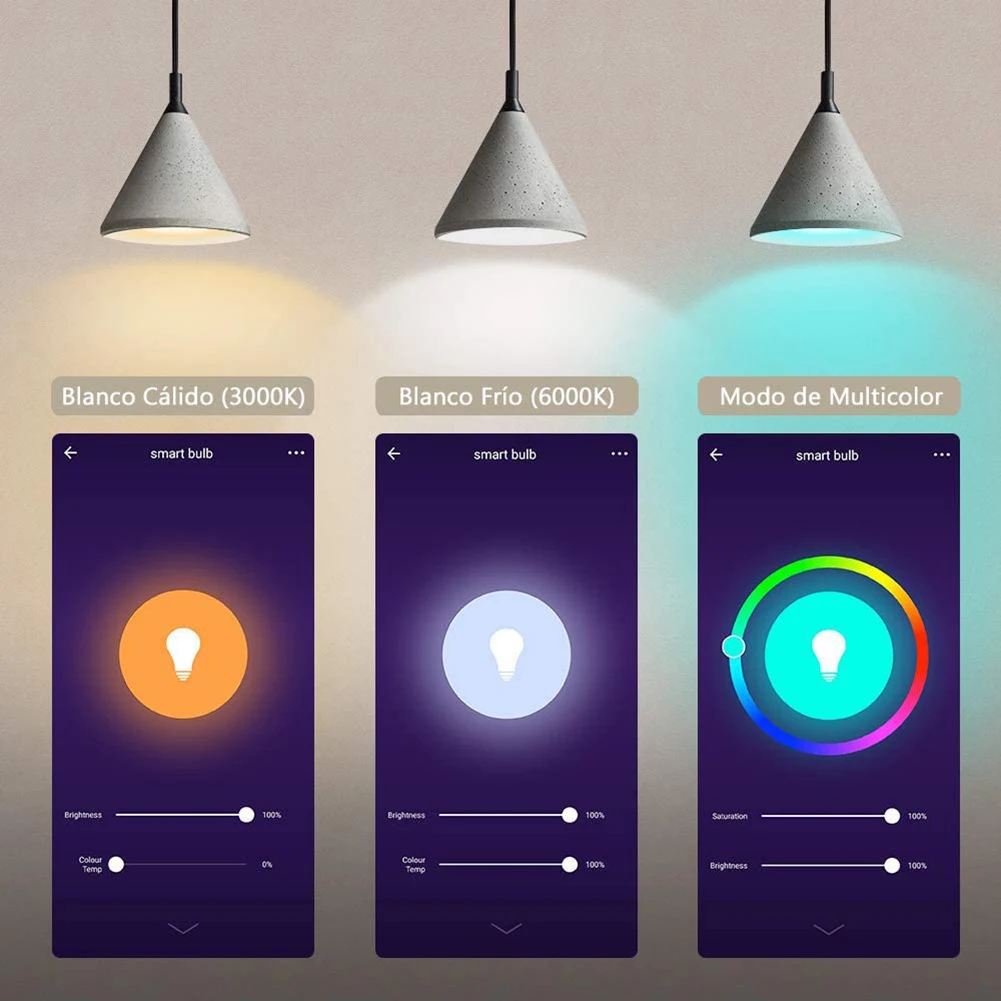 

E26 WiFi Smart Light Bulb Dimmable LED Lamp RGBW Remote Mobile APP Voice Control Timing Compatible with Alexa Google Tmall Genie