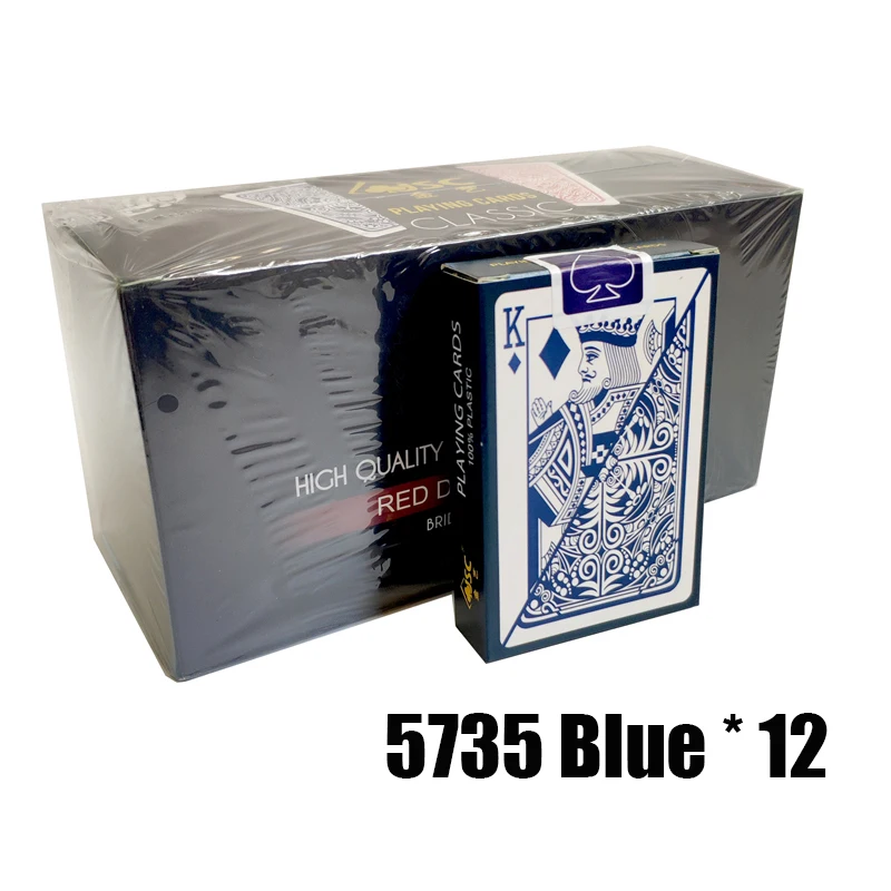 5735 Blue 12 Deck 1 коробка/12 колода качество водонепроницаемый ПВХ пластиковые игральные карты набор тренд покер классические фокусы белый покер карты коробка-Упакованные - Цвет: 5735 Blue 12 Deck
