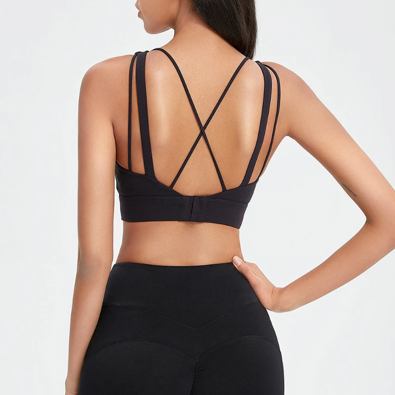 

LANSHITINA 2021 New Nylon Top Women Bra Sexy Top Woman Breathable Underwear Women Fitness Yoga Sports Bra For Women Gym 4 Colors