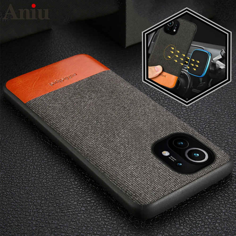 

Fabric Man business Magnetic case For xiaomi Mi 11 lite 10t 10 9 Original shockproof cover For Redmi note 10 pro 9 9s 8 8T 10s 7