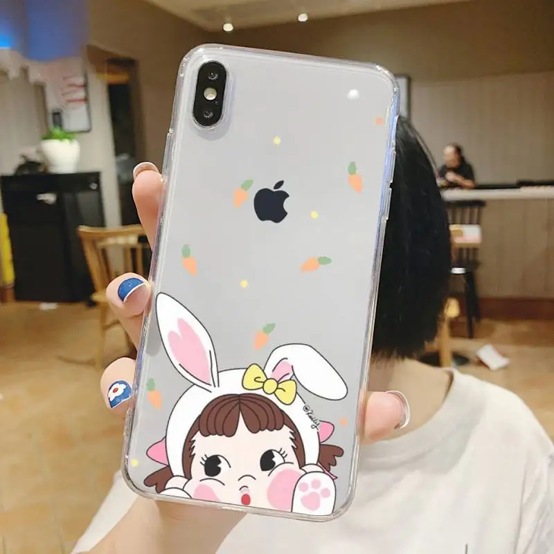 

Cute Fujiya Milky Peko chan Phone Case Transparent soft For iphone 5 5s 5c se 6 6s 7 8 11 12 plus mini x xs xr pro max