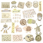 Детская Доска сделай сам, аксессуары для раннего обучения Монтессори, учебные пособия, шнурки на молнии, цифры, буквы, деревянные игрушки для бусин