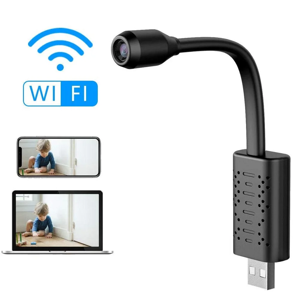 

U21 HD Smart Mini Wifi USB Camera Real-time Surveillance IP Camera AI Human Detection Loop Recording Mini Camera Support TF Card