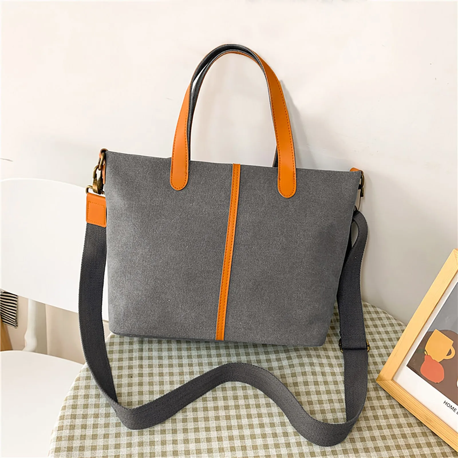 

Ladies Fashion Shoulder Bag Handbag All-match Messenger Bag Canvas Zipper Bucket Solid Messenger Bags monedero mujer
