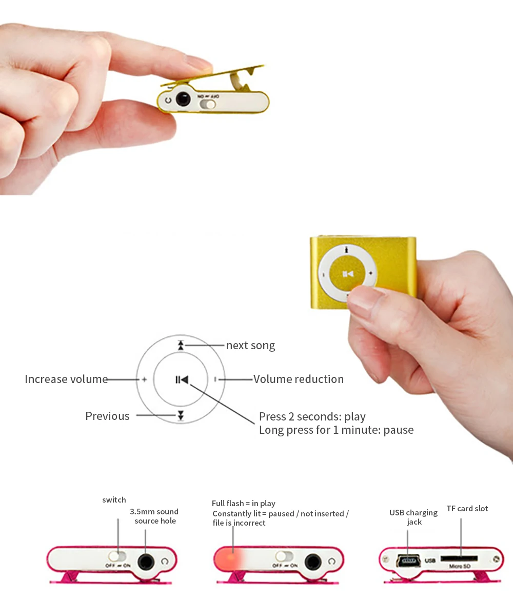 Портативный мини Mp3 музыкальный плеер Mp3 плеер Поддержка Micro TFCard слот USB MP3 S порт плеер USB порт с наушниками для Iphone