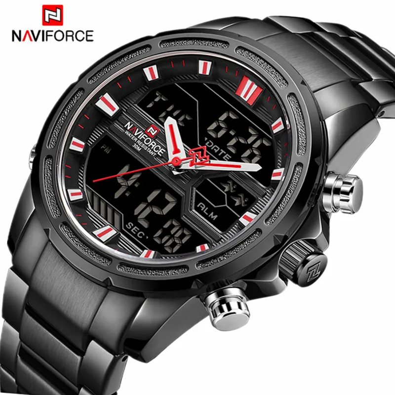 NAVIFORCE Watches Men's Brand Luxury Quartz Stainless-Steel Waterproof Male Army Military Hour Relogio Masculino | Наручные часы