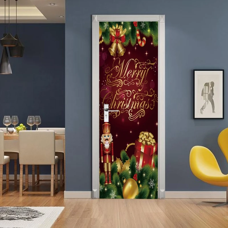 

2pcs/set Merry Christmas Walnut Soldier Decorative Refrigerator Door Sticker